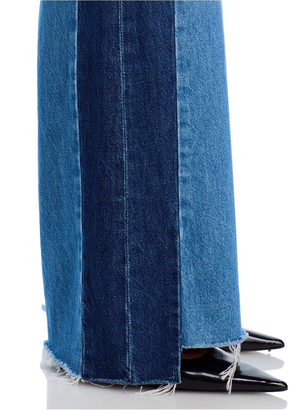 MOTHER the Tuxedo sidestepper sneak fray high rise wide leg jeans double stacked - Picture 6 of 9